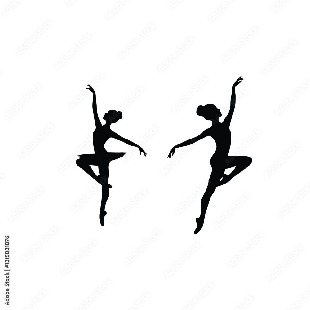Fototapeta premium Graceful dancers Silhouettes in Mid-Air