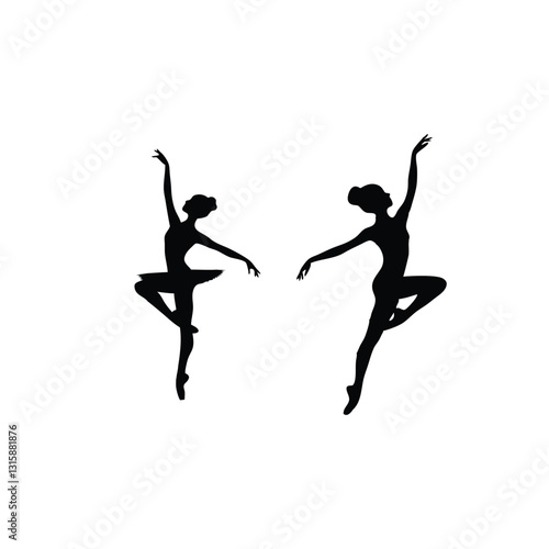 Graceful dancers Silhouettes in Mid-Air