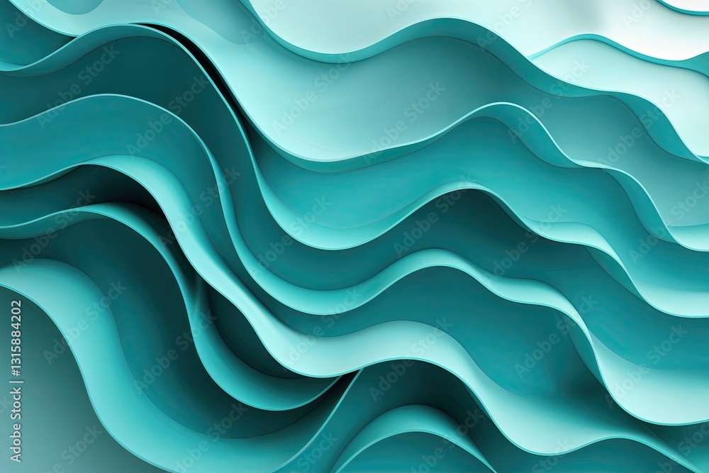 Contemporary Turquoise Abstract Design with Wavy Undulating Background Contemporary Turquoise Abstract Design with Wavy Undulating Background