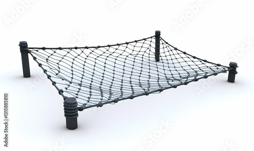Square climbing net on white background
