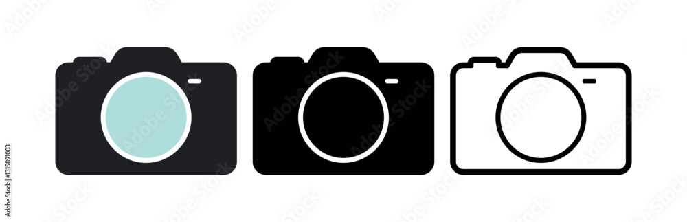 Minimal Camera Icon Set - Black, White, and Outline Styles for Photography and Design Projects Minimal Camera Icon Set - Black, White, and Outline Styles for Photography and Design Projects