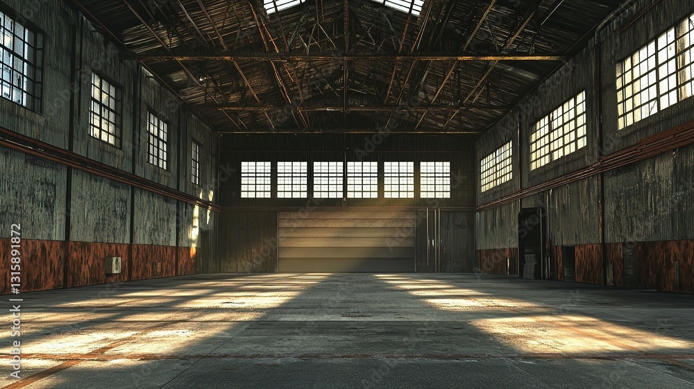 Vast Empty Warehouse Space with High Ceilings and Natural Light Vast Empty Warehouse Space with High Ceilings and Natural Light