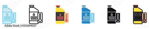 Coolant multi style icons set. use for modern concept, print, UI, UX kit, web and app development. Vector EPS 10, related to car service, auto garage, car spare part.