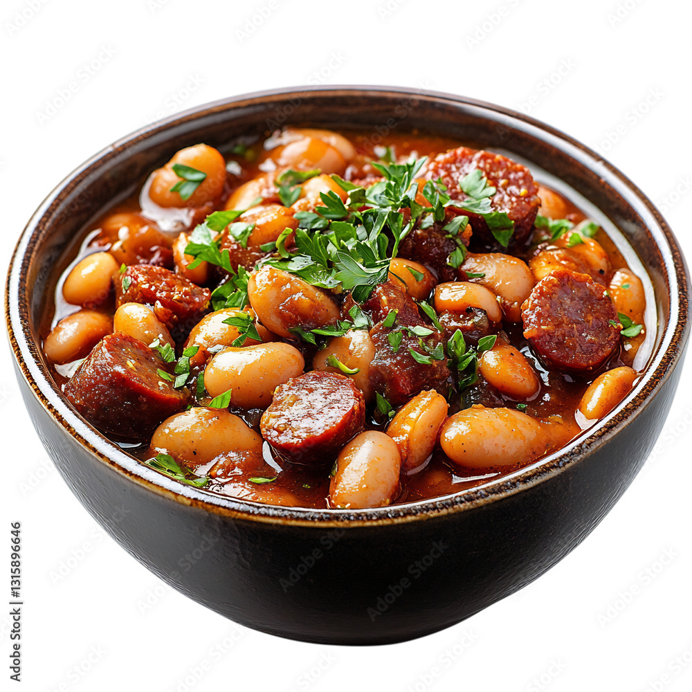 A Bowl of Spanish Chorizo Stew Isolated on Transparent Background A Bowl of Spanish Chorizo Stew Isolated on Transparent Background