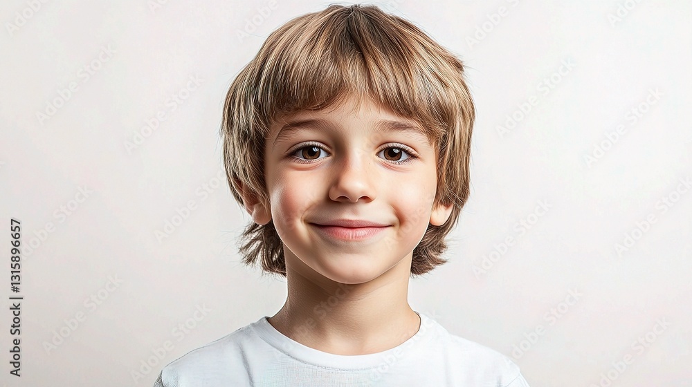 Happy Young Boy with Friendly Expression in Bright Setting Happy Young Boy with Friendly Expression in Bright Setting