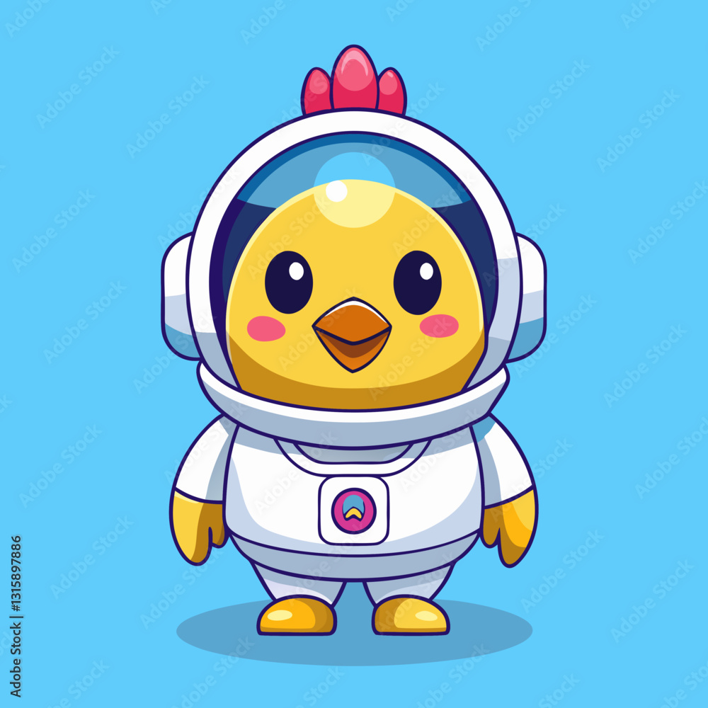 Obraz premium Cute Chick Astronaut Exploring Space