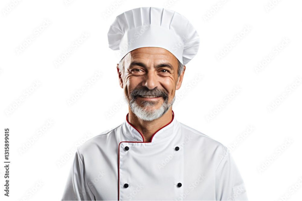 Professional Chef in Uniform Smiling Confidently Isolated on Transparent Background Professional Chef in Uniform Smiling Confidently Isolated on Transparent Background