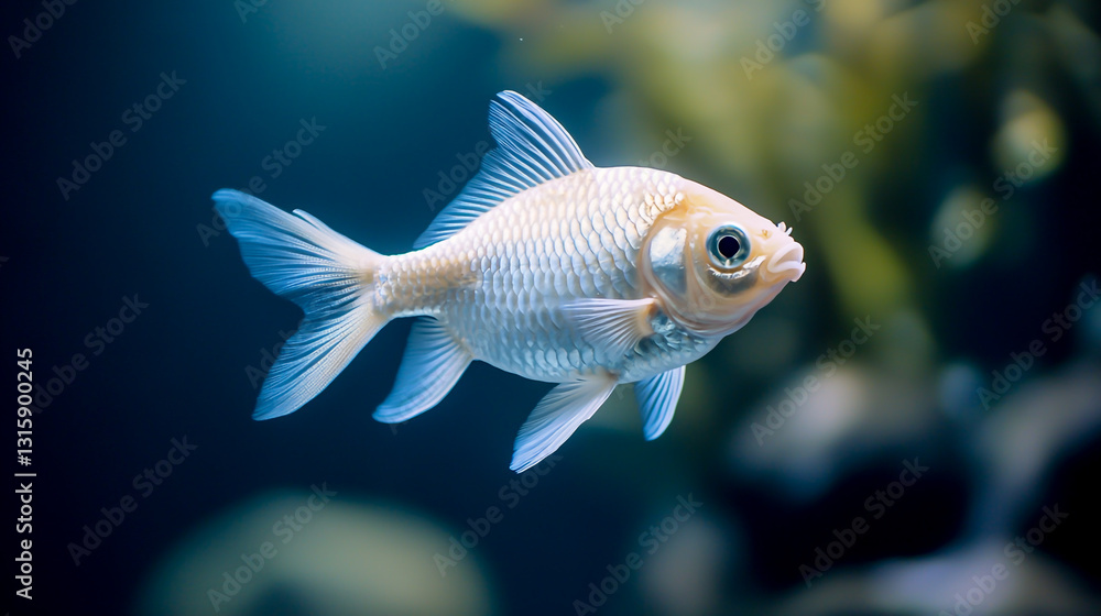 Photo of a white shiner fish on a solid background, with natural lighting Photo of a white shiner fish on a solid background, with natural lighting