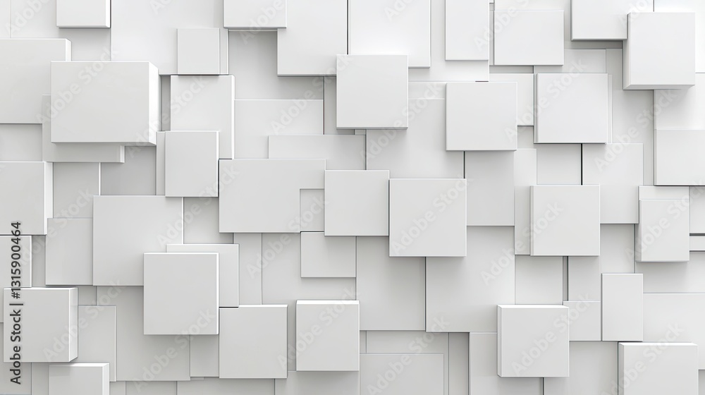 Abstract Geometric Pattern of Layered White Squares on a Modern Wall Surface for Contemporary Interior Design and Minimalist Aesthetic Abstract Geometric Pattern of Layered White Squares on a Modern Wall Surface for Contemporary Interior Design and Minimalist Aesthetic