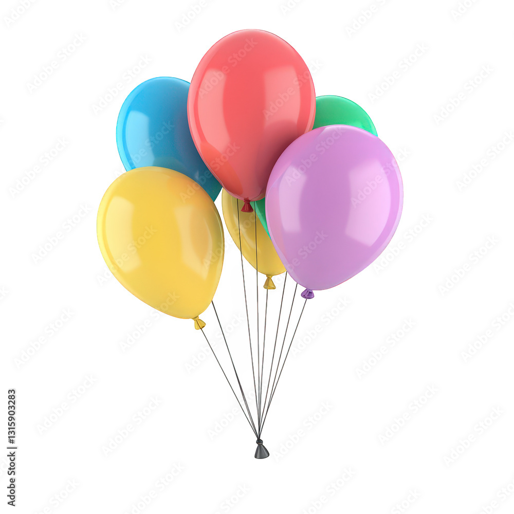 a colorful collection of balloons in various shades including blue red green yellow and purple tied together with strings creating a festive and celebratory atmosphere