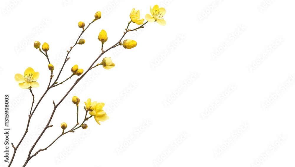 arrangement of yellow flowers and buds on a clean white background showcasing the beauty of nature and simplicity ideal for design decoration or inspiration arrangement of yellow flowers and buds on a clean white background showcasing the beauty of nature and simplicity ideal for design decoration or inspiration