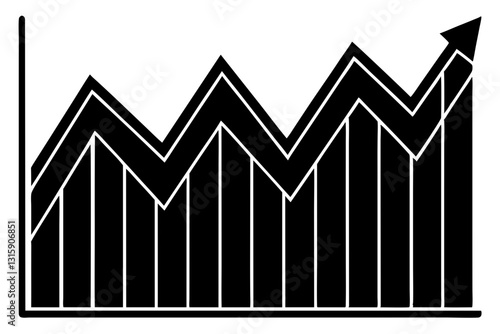 Stock market chart minimalist silhouette vector design.