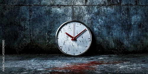 Wallpaper Mural A minimalist clock face with a red alert symbol replacing the hour hand, representing urgency in emergency response protocols. Torontodigital.ca