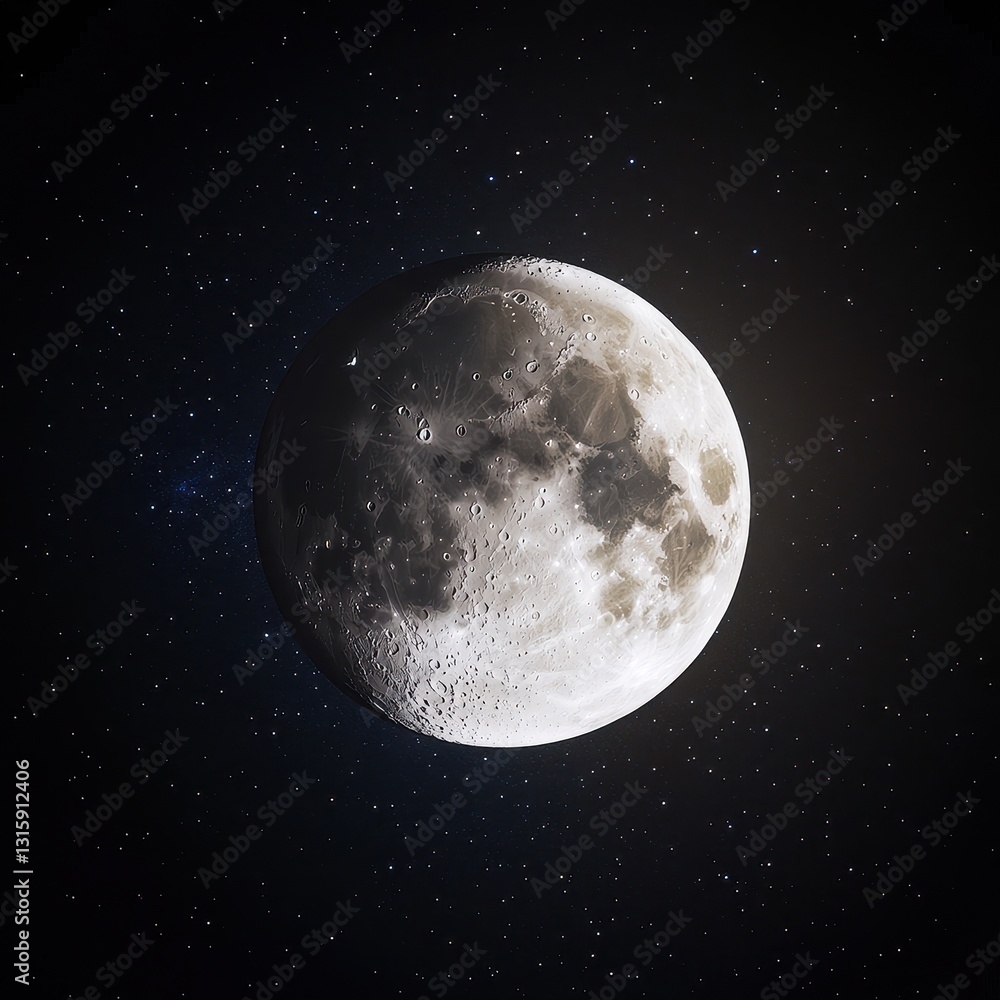 Obraz premium 08030846 16 Majestic full moon eclipsing into a crescent, surreal lighting effects, ultra-HD textures, constellations woven into the cosmic backdrop.