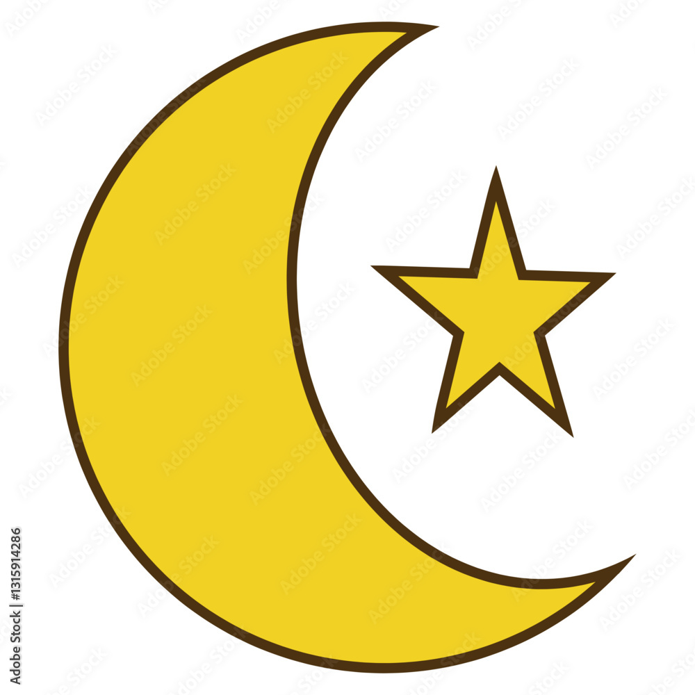 crescent moon star icon illustration crescent moon star icon illustration