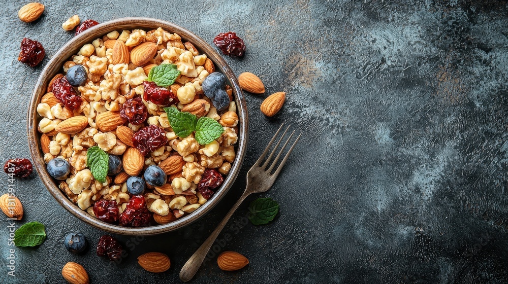 Fototapeta premium Healthy Nuts and Fruits in a Bowl for Serving