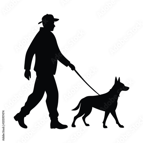 man walking with dog icon of silhouette vector illustration on white