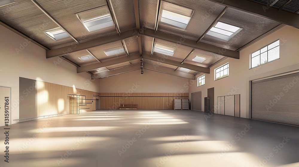 Spacious Interior of an Empty Warehouse with Natural Light Spacious Interior of an Empty Warehouse with Natural Light