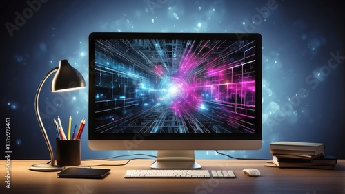 Desktop PC Displaying 3D Modeling Software