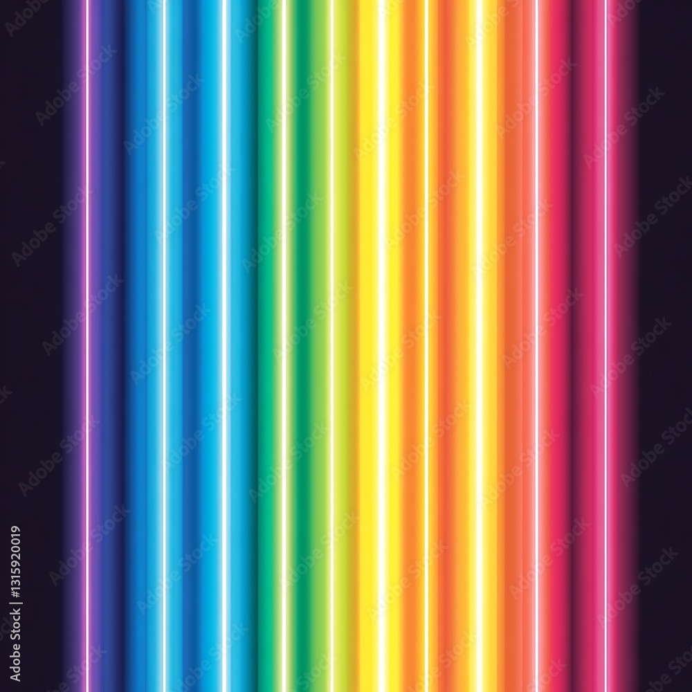 Obraz premium Rainbow neon lines, dark background