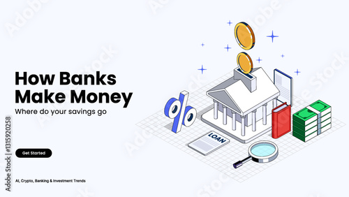 How Banks Make Money – Revenue Streams Explained with Loans, Fees, and Interest Models Illustrated Through Engaging Financial Graphics | Banking and Economy Infographic