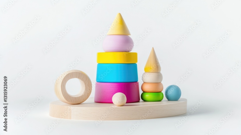 A single, ultra-detailed wooden toy set, on a pure white background, highlighting its smooth texture and bright colors with professional studio lighting A single, ultra-detailed wooden toy set, on a pure white background, highlighting its smooth texture and bright colors with professional studio lighting