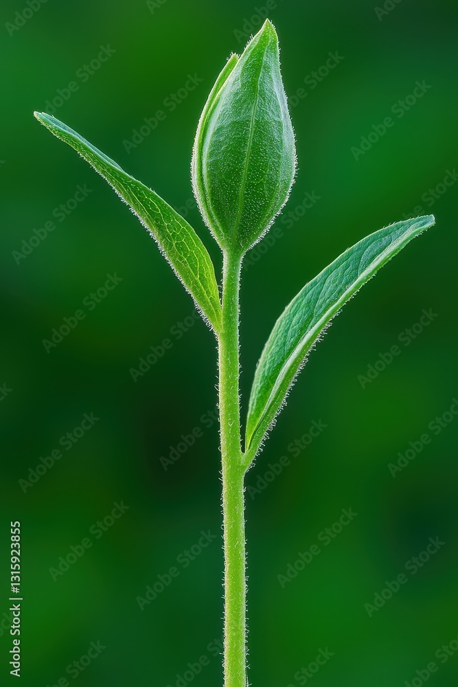 Fresh Green Plant Sprout with New Leaves Against Soft Background Fresh Green Plant Sprout with New Leaves Against Soft Background