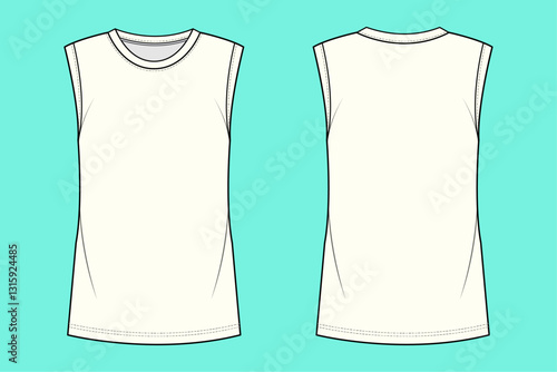  Cotton-jersey summer tank top technical fashion flat sketch.


