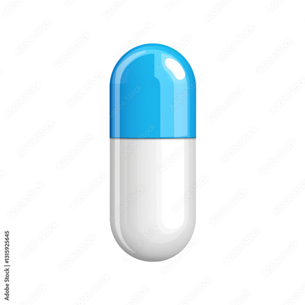 drug or pill blue and white realistic 3D isolated on transparent background. generative ai drug or pill blue and white realistic 3D isolated on transparent background. generative ai