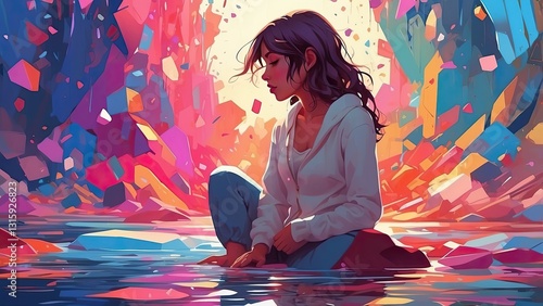 1. **Abstract Technology and Digital Effects: Prismatic Light Leaks with Rainbow Bokeh on a Dark Background**