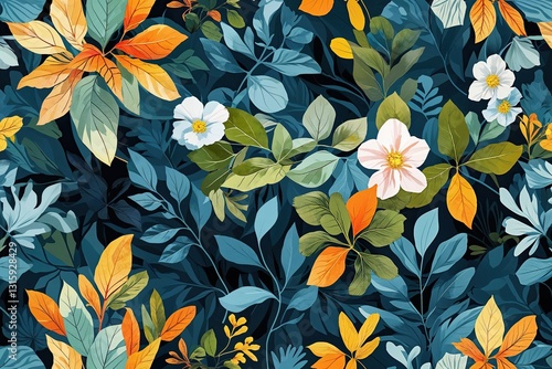 Wallpaper Mural Bright Abstract Summer Foliage Backdrop with Closeup Botanical Patterns Torontodigital.ca