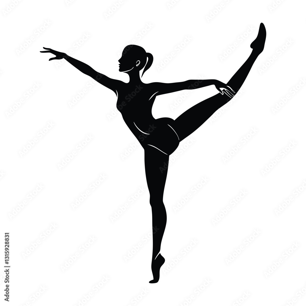 Obraz premium Contemporary Dancer Balancing on One Leg in a Dramatic Silhouette