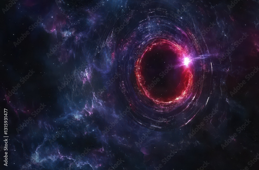 Cosmic Nebula with Glowing Red Black Hole Cosmic Nebula with Glowing Red Black Hole