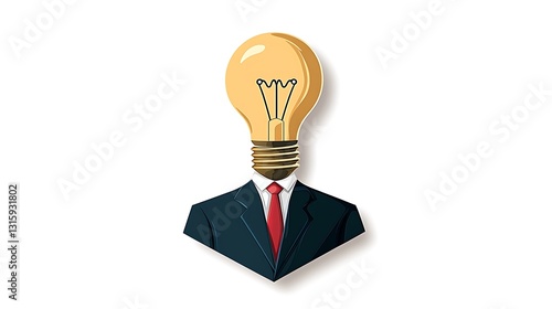 Bright Idea: A Vector Illustration of an Innovative Businessman AI Generated