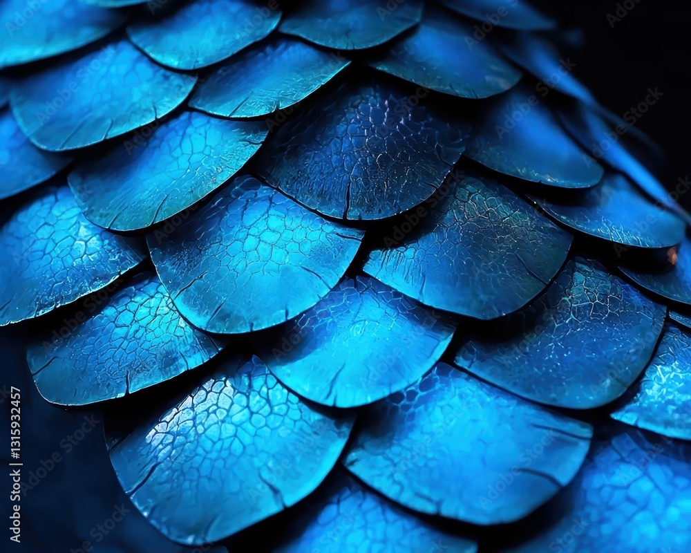 Obraz premium Vibrant Blue Scales Texture with Shiny Metallic Finish