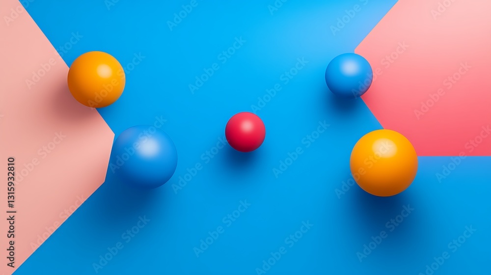 Vibrant Spheres on Geometric Pastel Background: A 3D Render AI Generated Vibrant Spheres on Geometric Pastel Background: A 3D Render AI Generated