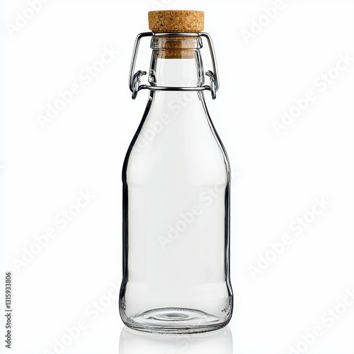 Wallpaper Mural A glass soda bottle with cork stopper isolated on a clean white background highlighting its unique design and texture Torontodigital.ca