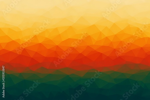 Orange, red, green low-poly gradient