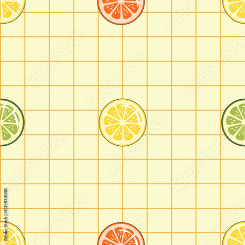 Orange, lemon, and lime citrus slices seamless pattern vector