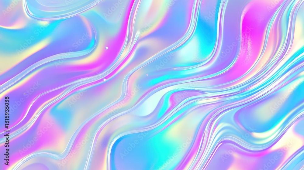 Fototapeta premium Holographic Abstract Swirls: A Pastel Dream