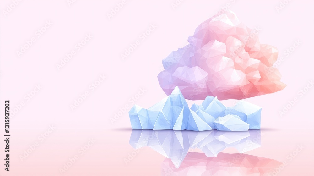 Pastel Icebergs Cloud Abstract Minimalist Nature Scene Pastel Icebergs Cloud Abstract Minimalist Nature Scene