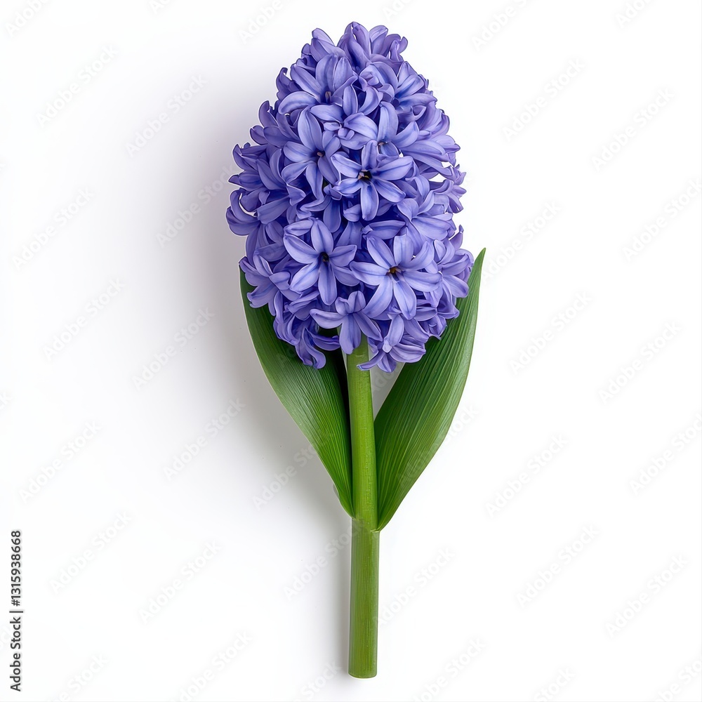Fototapeta premium Stunning single cyan hyacinth flower isolated on a bright white background showcasing its unique shape and vibrant coloration