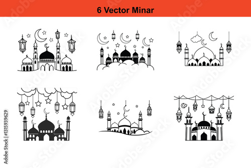 Mosque Silhouettes, Islamic Mosque Silhouette Vector Pack