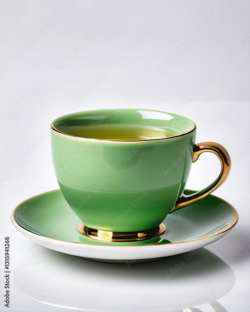 Green tea cup, photography, illustration, minimalism, relaxation, design.