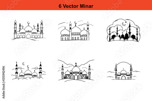 Mosque Silhouettes, Islamic Mosque Silhouette Vector Pack