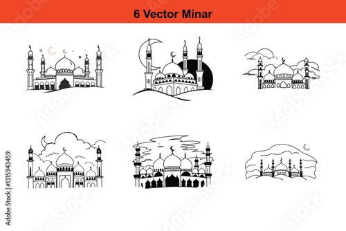 Mosque Silhouettes, Islamic Mosque Silhouette Vector Pack