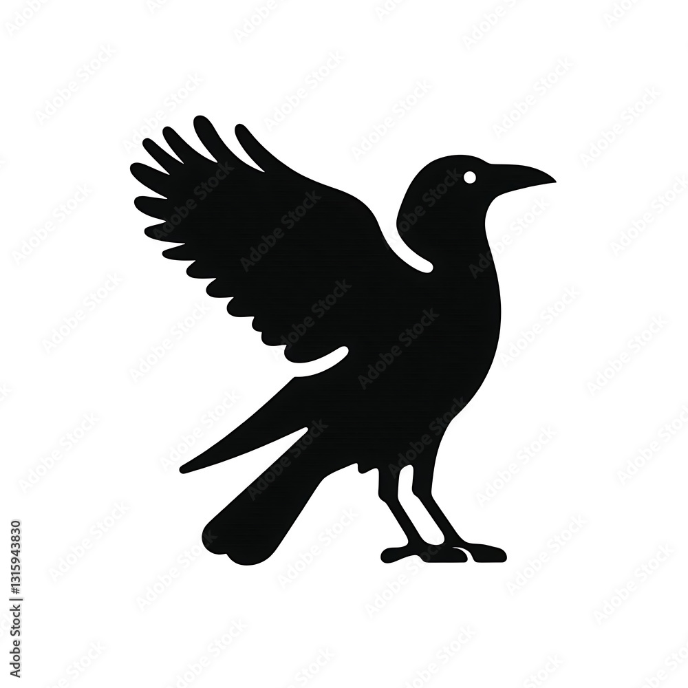 flat and minimalist crow icon of silhouette black shape flat and minimalist crow icon of silhouette black shape