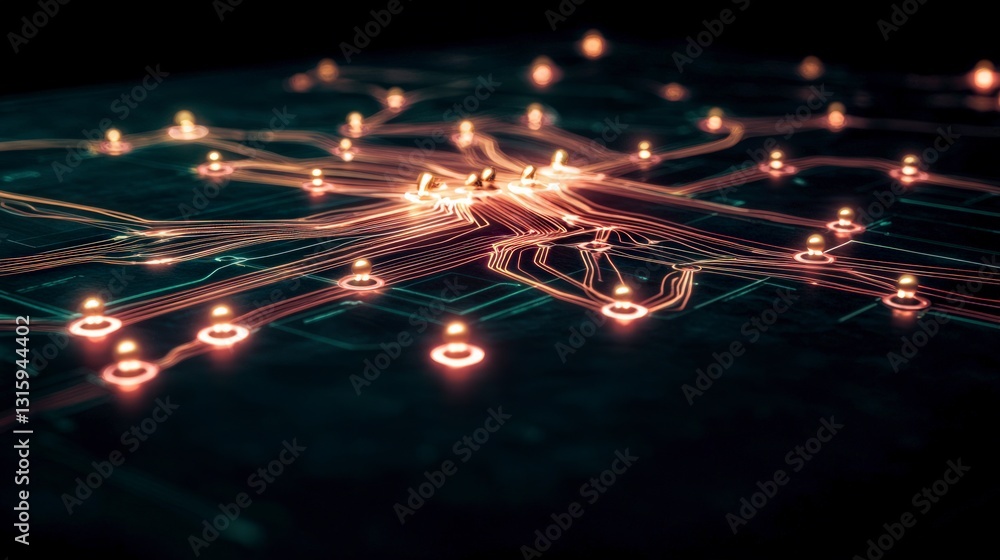 Fototapeta premium Digital Network Glowing Connections Abstract Technology Background Innovation Concept