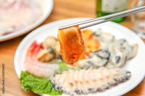 Korean seafood dish. Raw sea squirt photo