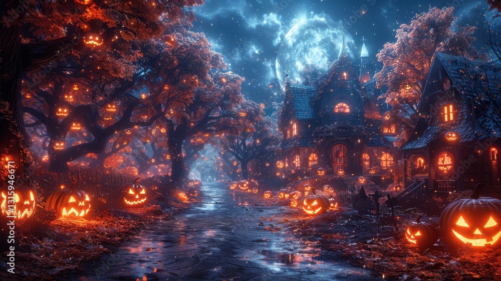 Enchanted Halloween Village at Night Enchanted Halloween Village at Night